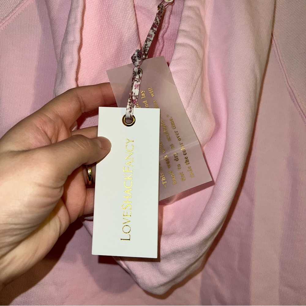 NWT LoveShackFancy Kirby Pink Opal Hoodie with Contrast Elbow Details - Picture 8 of 12